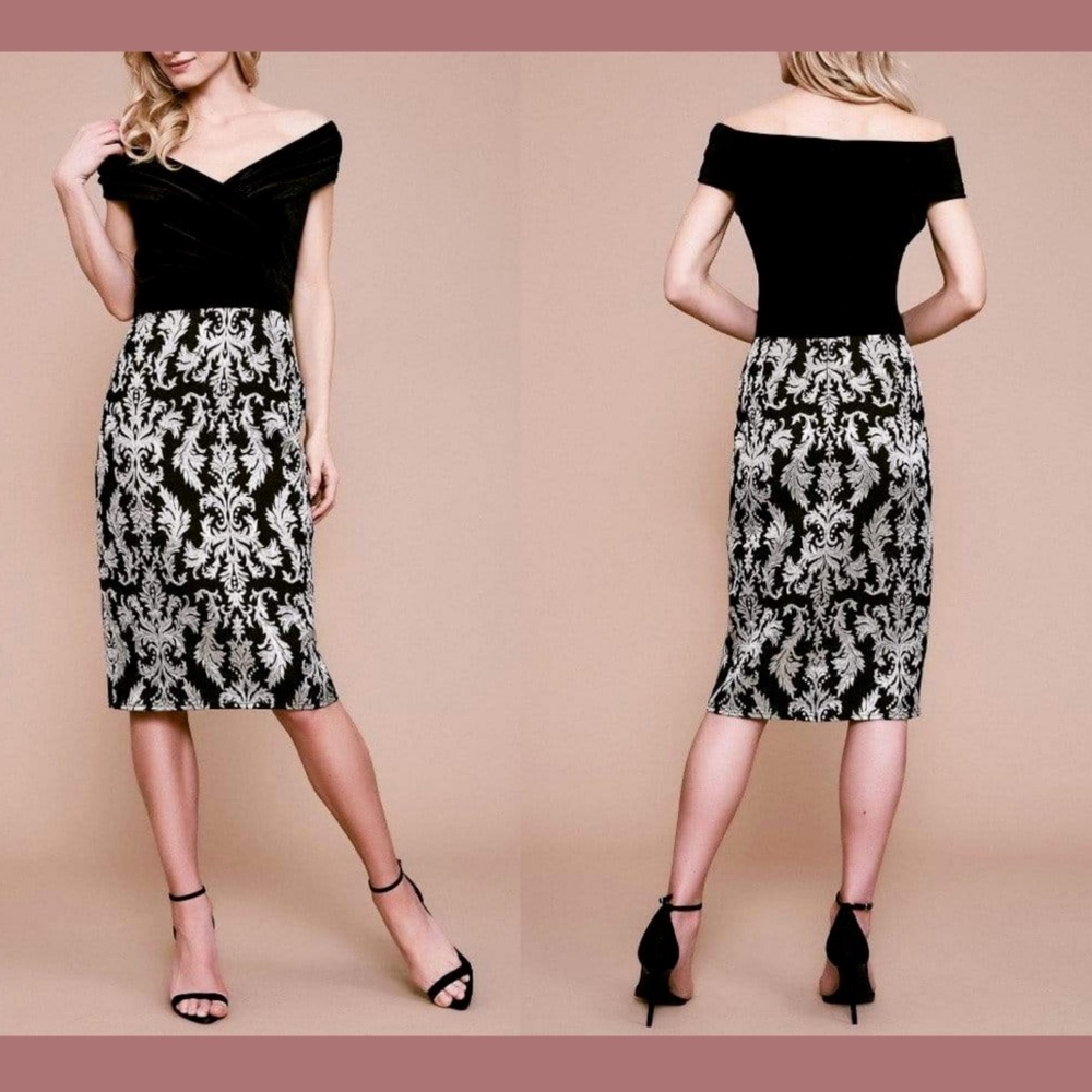 NWT Tadashi Shoji Off Shoulder Velvet Dress 14‎